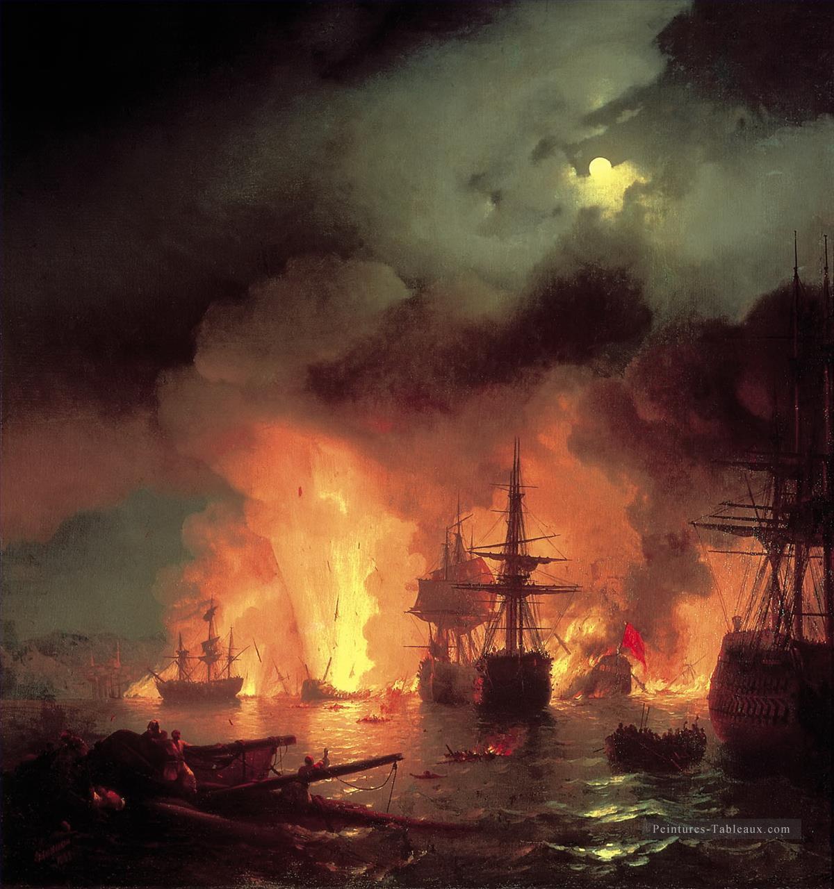 Bataille de Chesma Batailles navale Peintures à l'huile
